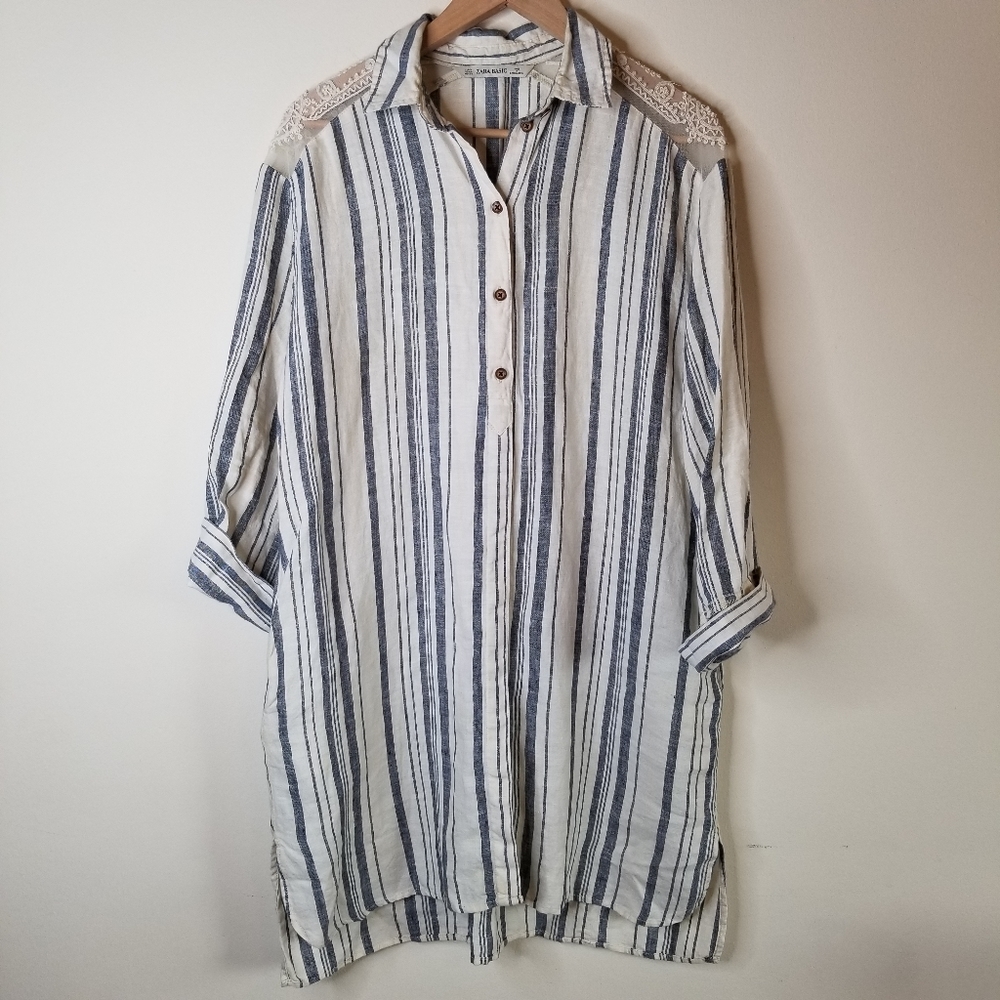 ZARA BASIC Button Down Cuffed Sleeve Dress